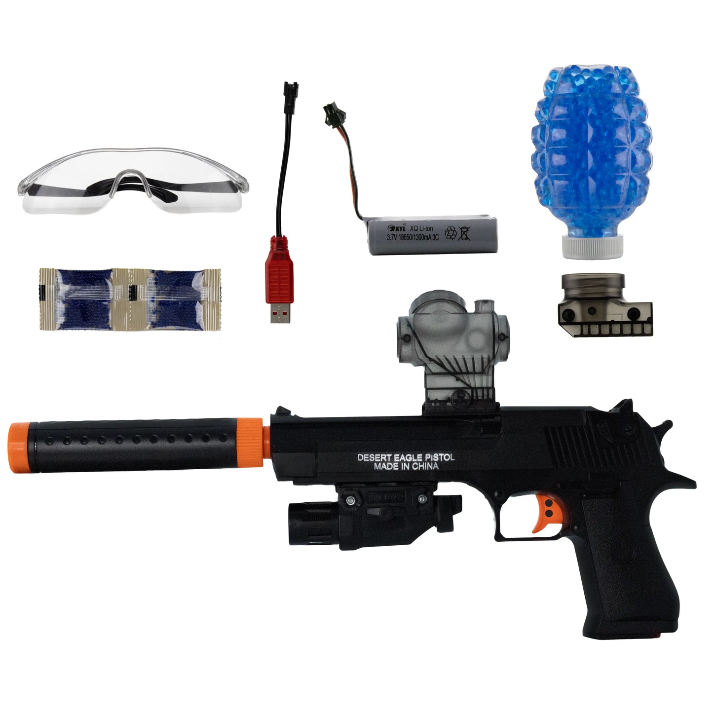 www.orb-blasters.nl Desert eagle, Gel blaster, orbeez gun, gel wapens, Zwart met accessoires 