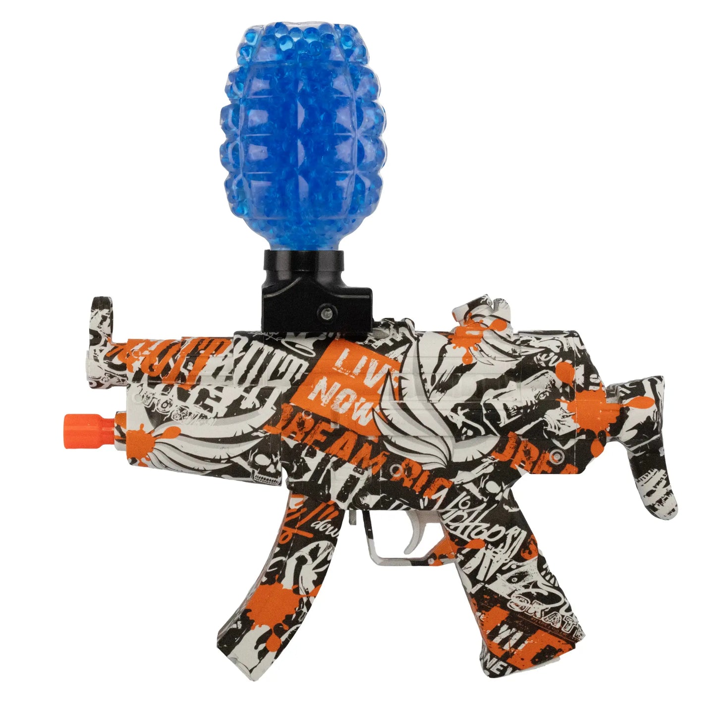 www.orb-blasters.nl MP5, Gel blaster, orbeez gun, gel wapens, Zwart Wit Oranje